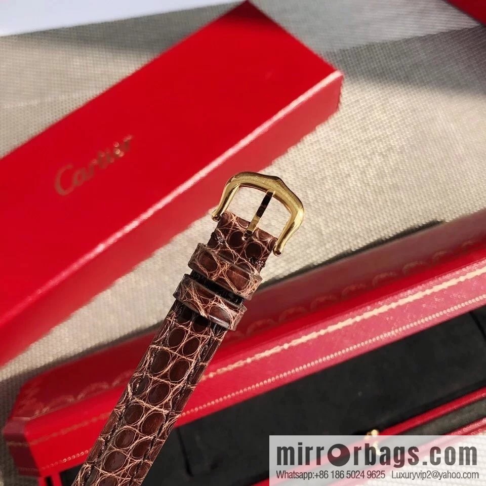 Crocodile leather version YYDS Cartier small cyclone must de small gold watch vintage medieval out of stock king