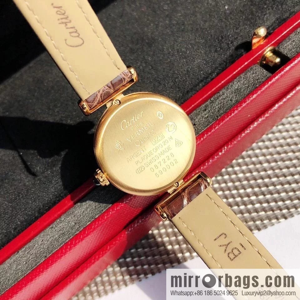 Crocodile leather version YYDS Cartier small cyclone must de small gold watch vintage medieval out of stock king