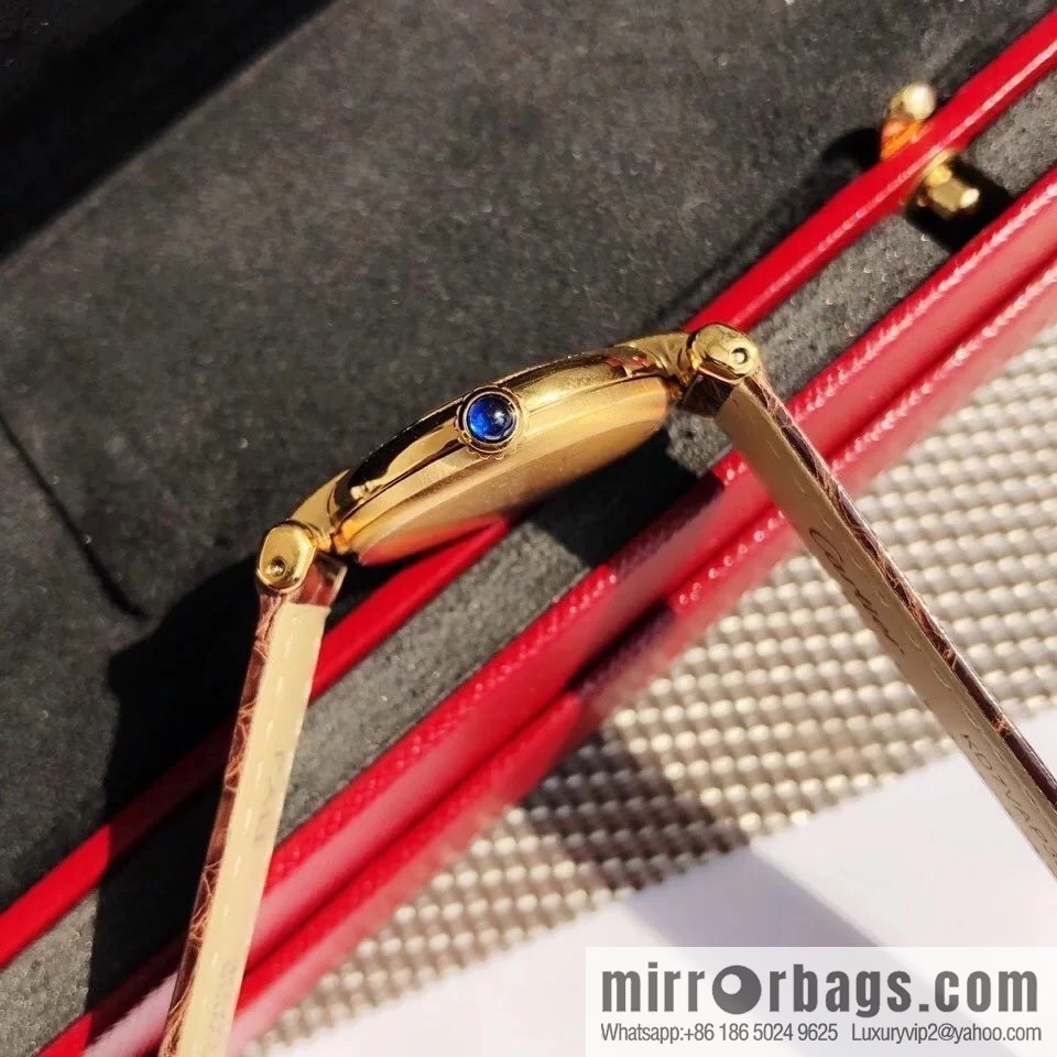 Crocodile leather version YYDS Cartier small cyclone must de small gold watch vintage medieval out of stock king