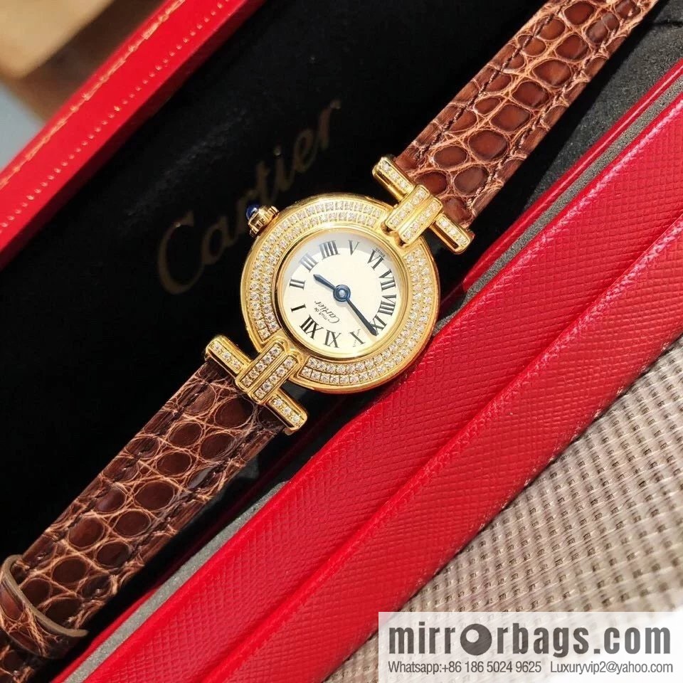Crocodile leather version YYDS Cartier small cyclone must de small gold watch vintage medieval out of stock king