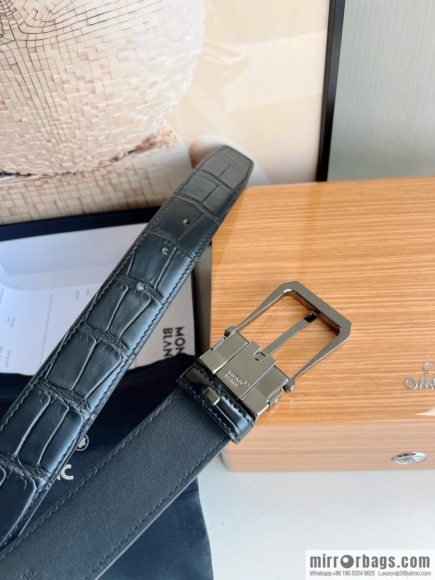 Montblanc, classic white six pointed star capsule metal automatic buckle automatic belt for men