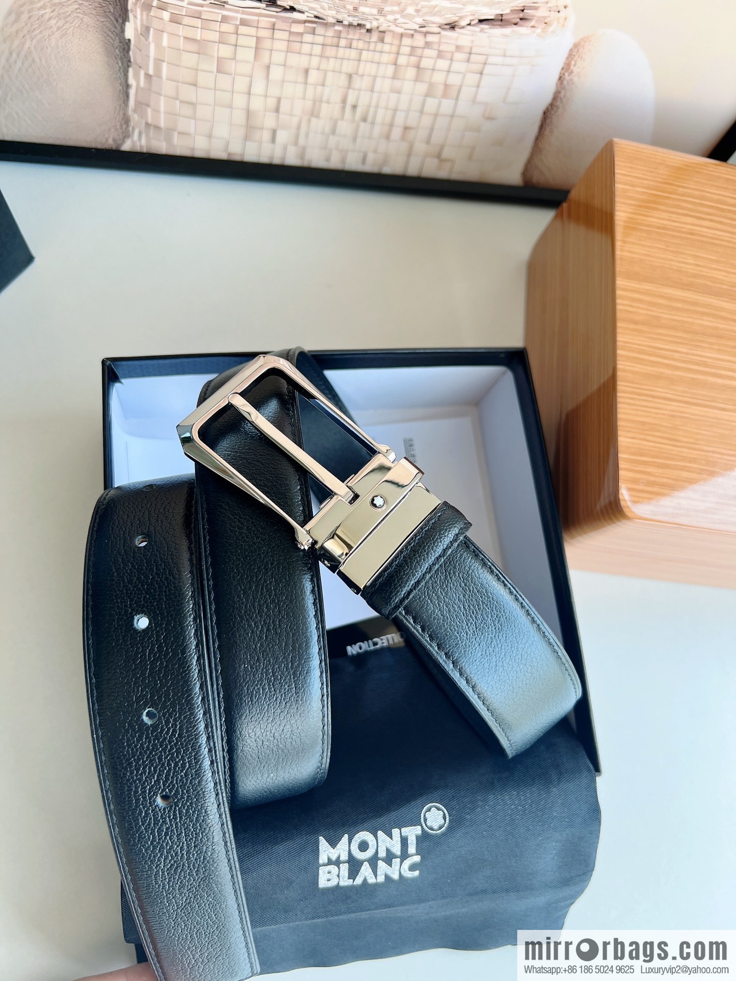 Montblanc, classic white six pointed star capsule metal automatic buckle automatic belt for men