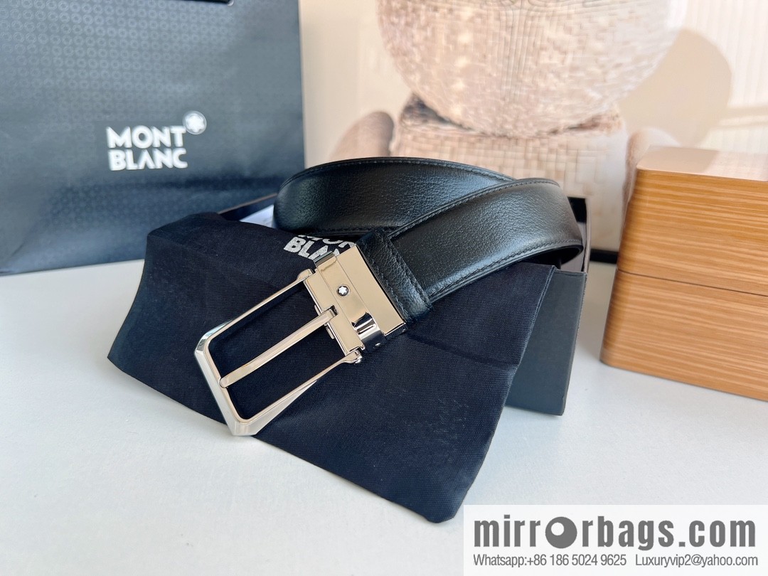 Montblanc, classic white six pointed star capsule metal automatic buckle automatic belt for men