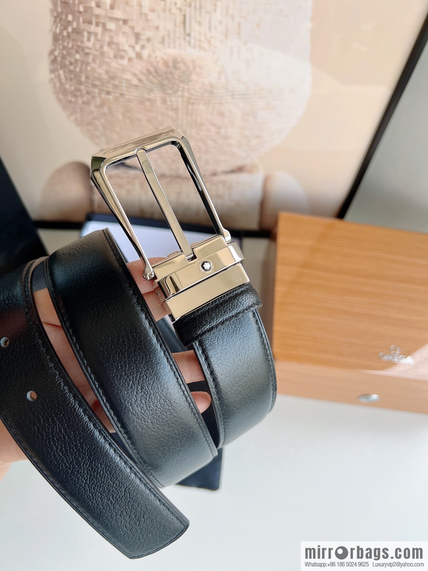 Montblanc, classic white six pointed star capsule metal automatic buckle automatic belt for men