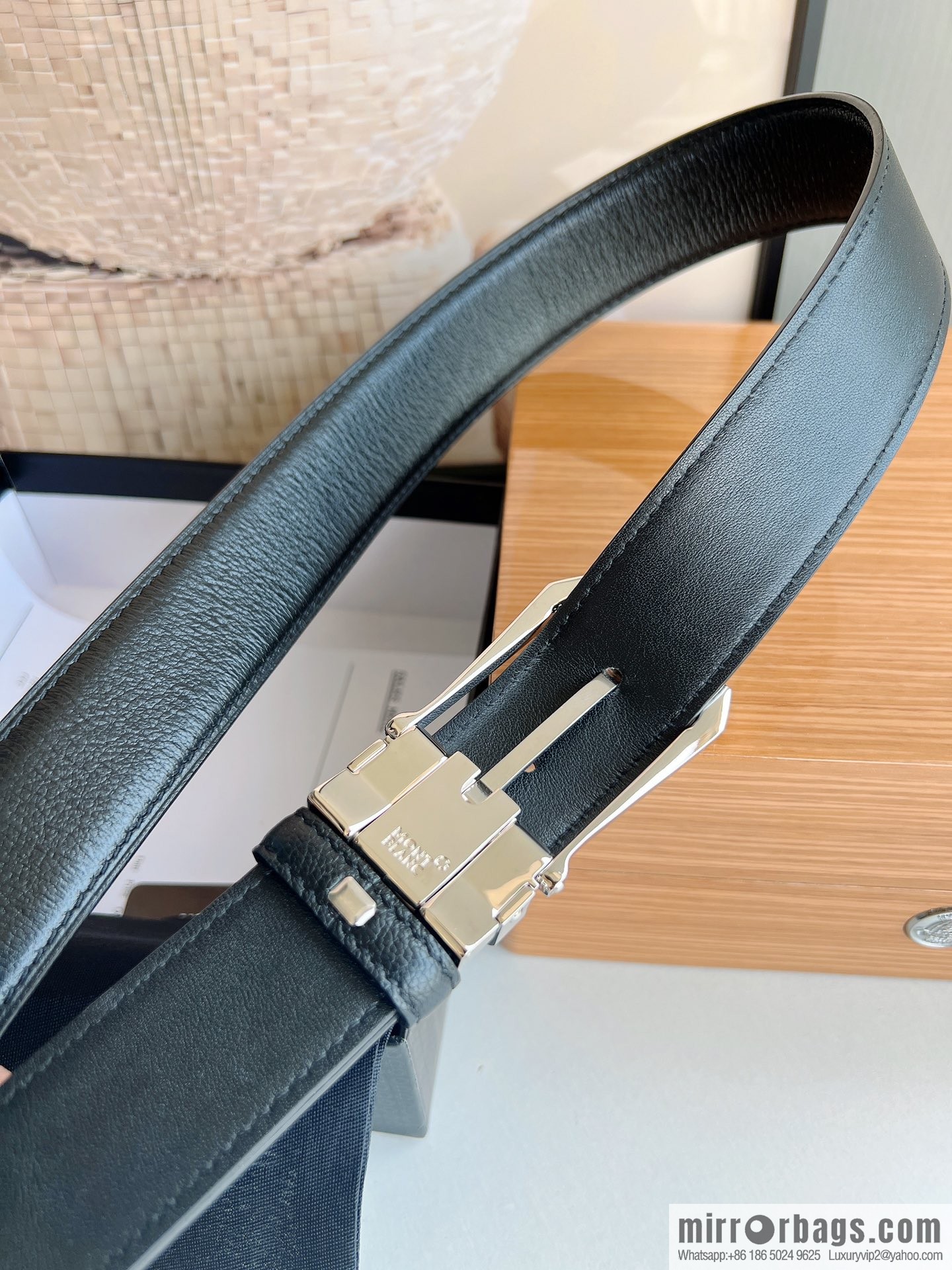 Montblanc, classic white six pointed star capsule metal automatic buckle automatic belt for men