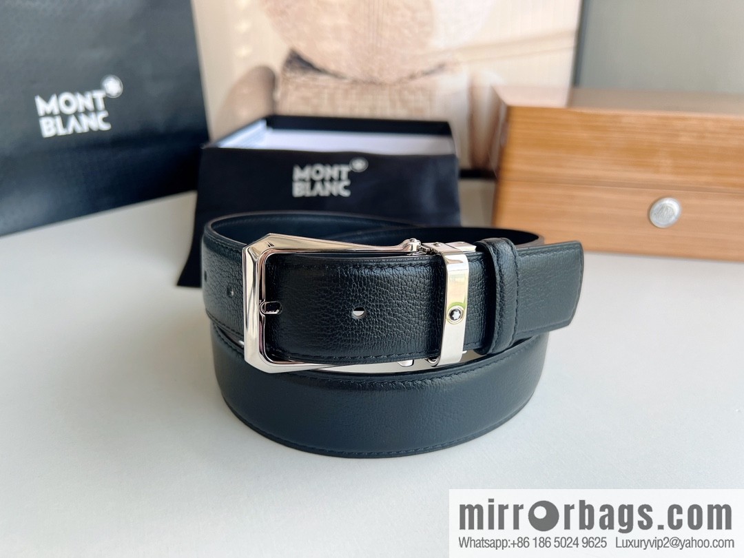 Montblanc, classic white six pointed star capsule metal automatic buckle automatic belt for men
