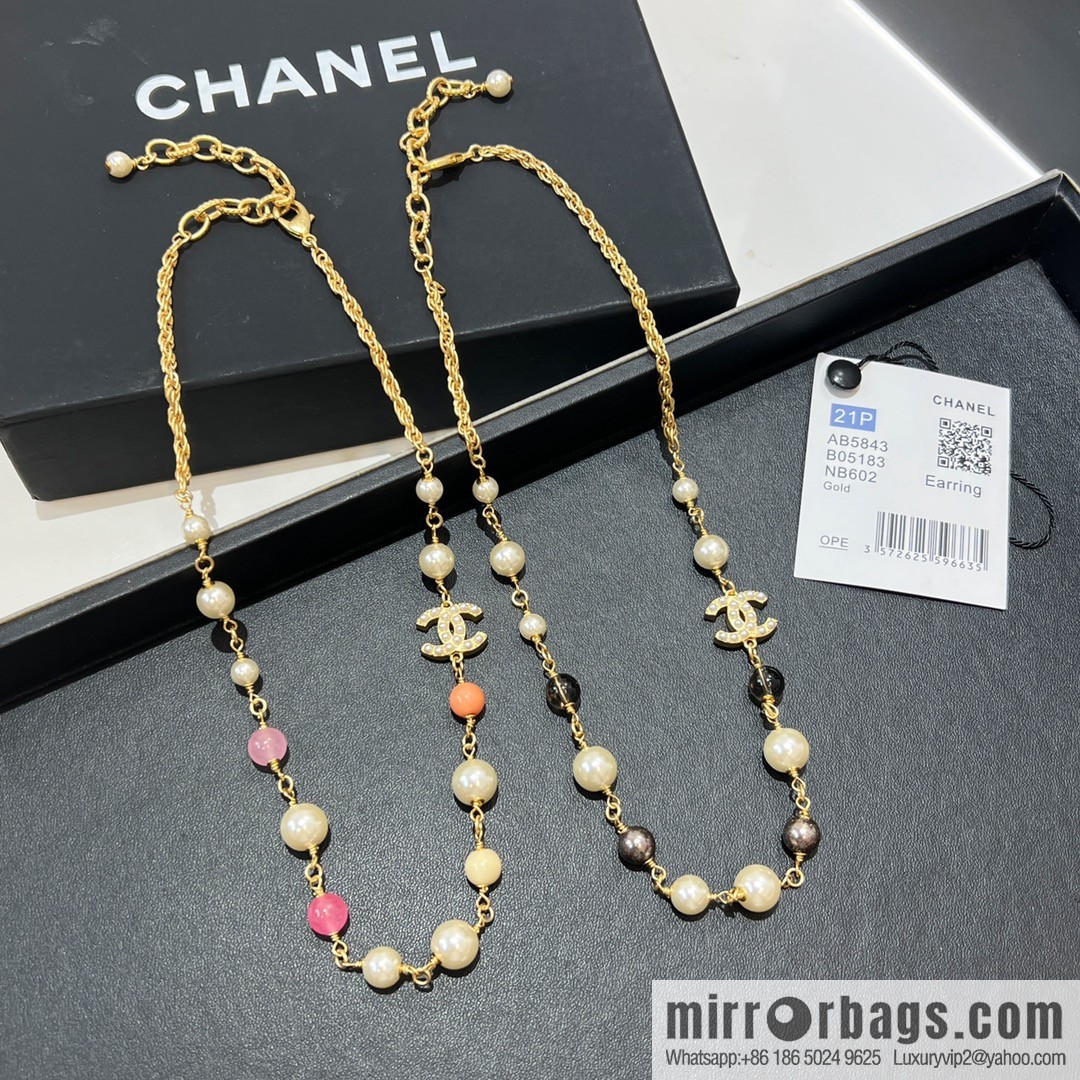 New ☑️ Chanel Double C Color Pearl Necklace