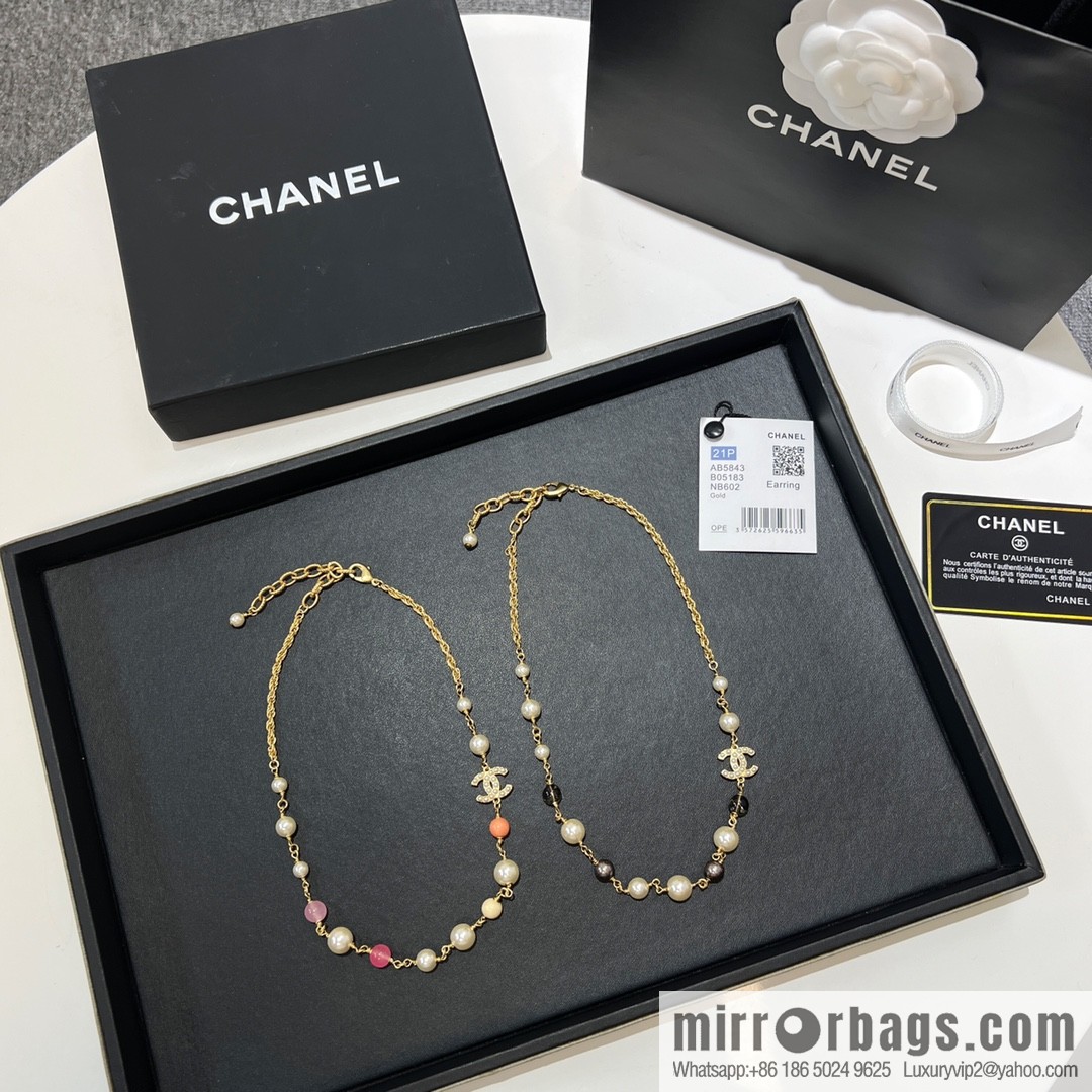 New ☑️ Chanel Double C Color Pearl Necklace