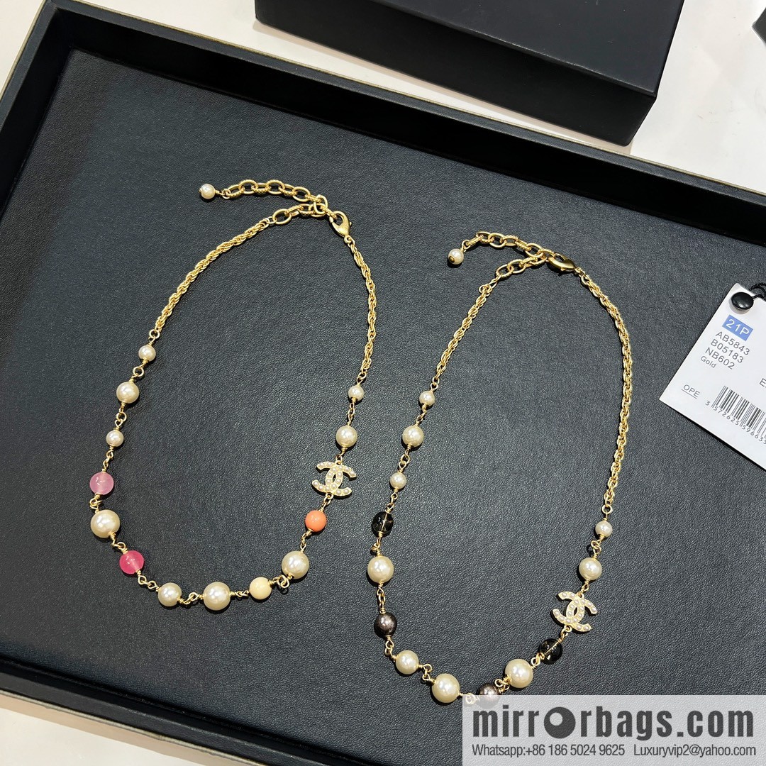 New ☑️ Chanel Double C Color Pearl Necklace