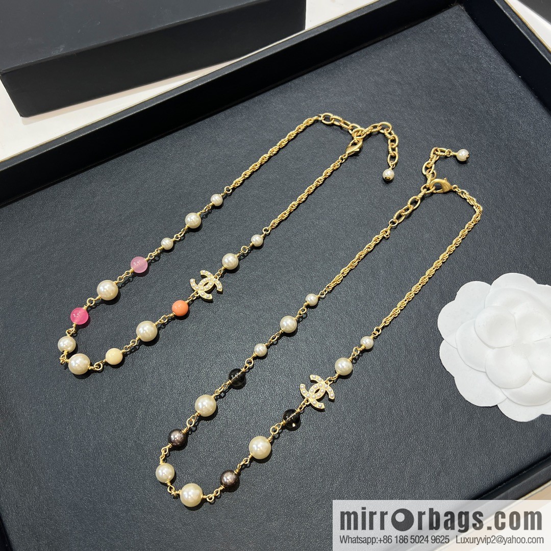 New ☑️ Chanel Double C Color Pearl Necklace