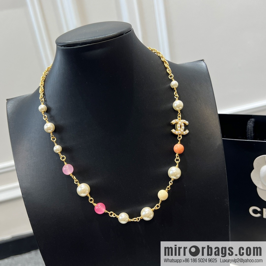 New ☑️ Chanel Double C Color Pearl Necklace