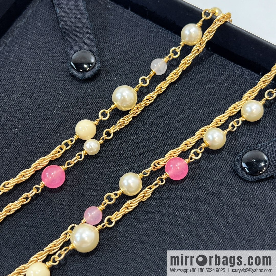 New ☑️ Chanel double c colored pearl double necklace