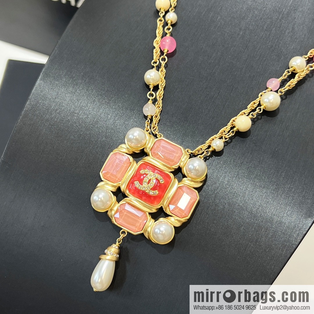 New ☑️ Chanel double c colored pearl double necklace