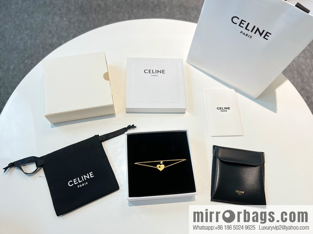 New Celine double peach heart love bracelet necklace