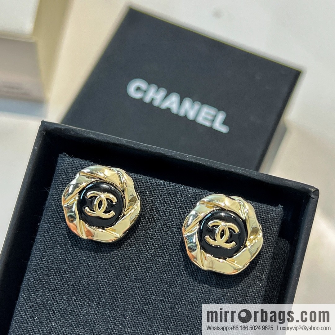 New ☑️ Chanel double c black stud earrings