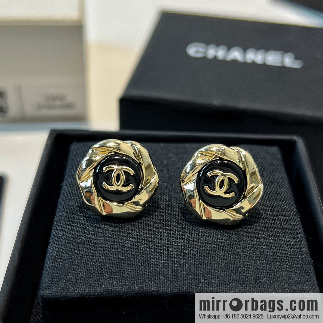 New ☑️ Chanel double c black stud earrings