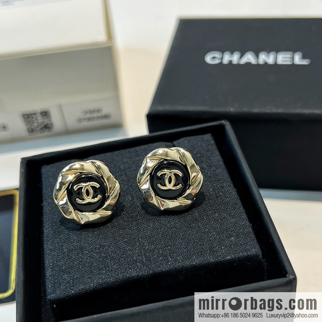 New ☑️ Chanel double c black stud earrings