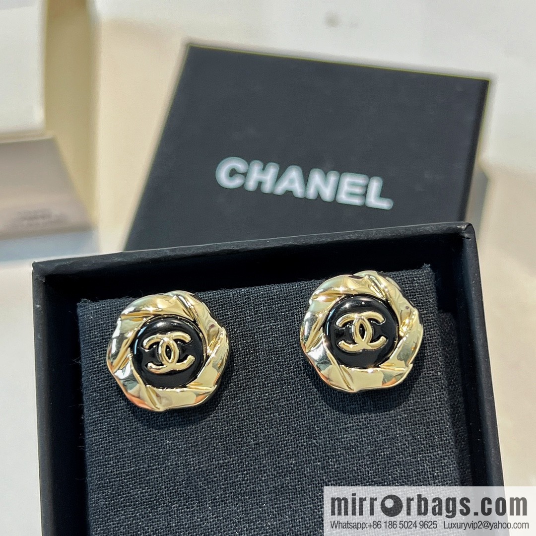 New ☑️ Chanel double c black stud earrings