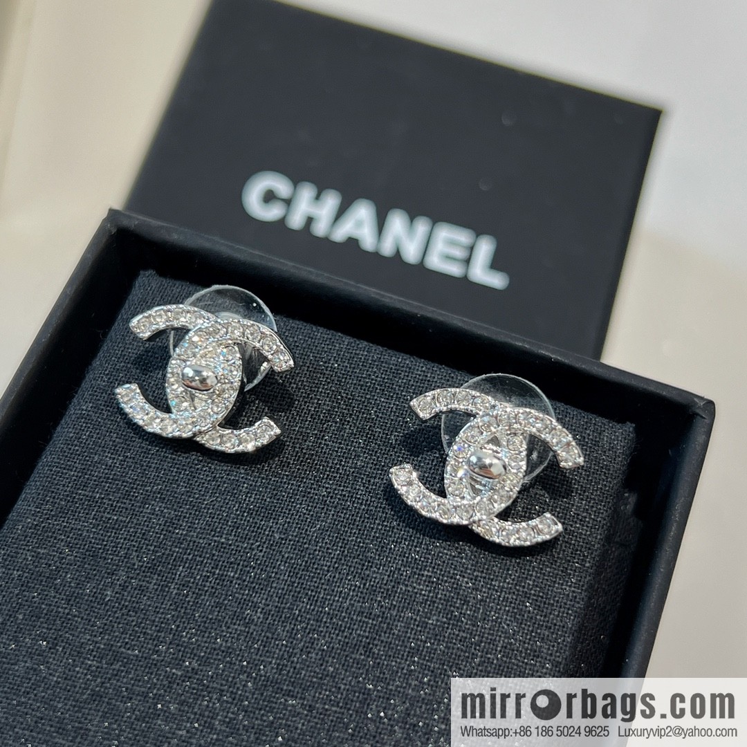 New ☑️ Chanel c1 double c full diamond stud earrings