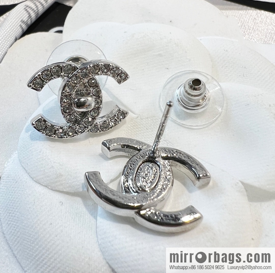 New ☑️ Chanel c1 double c full diamond stud earrings