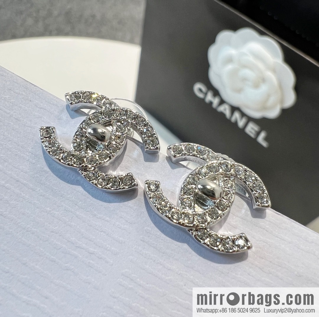 New ☑️ Chanel c1 double c full diamond stud earrings