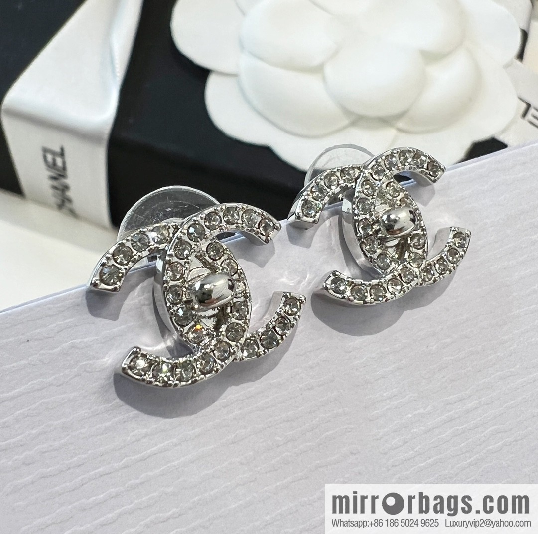 New ☑️ Chanel c1 double c full diamond stud earrings