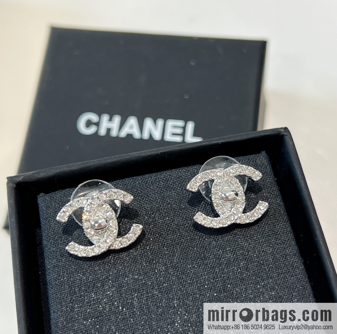 New ☑️ Chanel c1 double c full diamond stud earrings