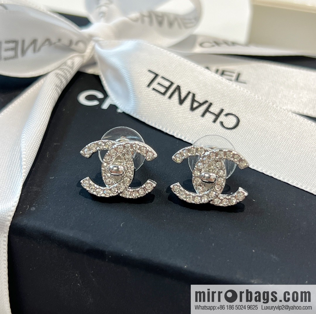 New ☑️ Chanel c1 double c full diamond stud earrings