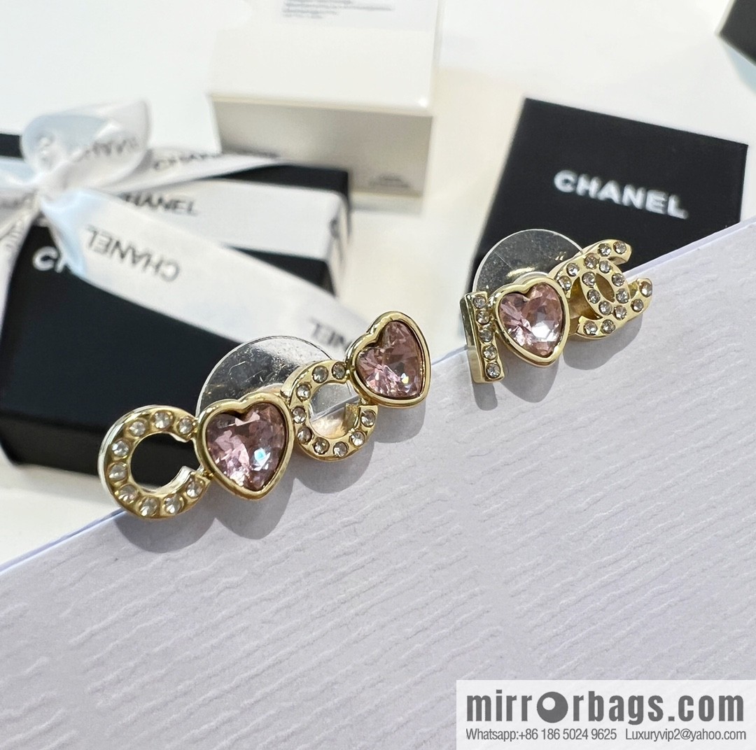 New ☑️ Chanel c1 double c pink peach heart earrings