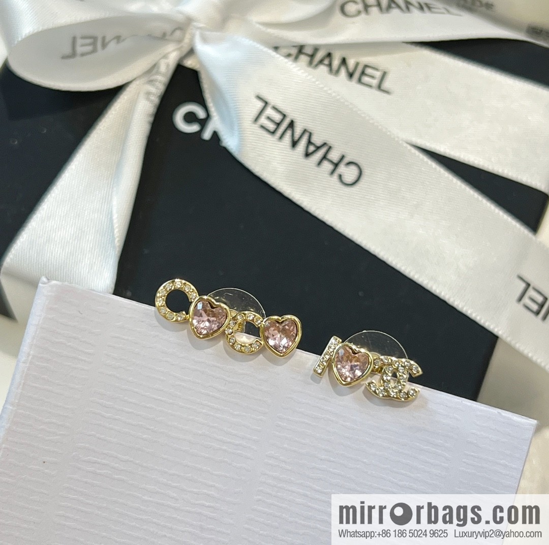 New ☑️ Chanel c1 double c pink peach heart earrings