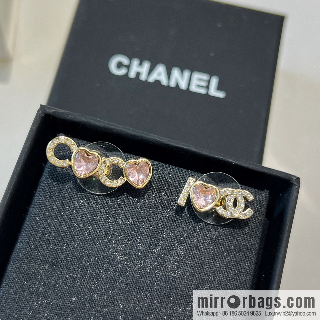 New ☑️ Chanel c1 double c pink peach heart earrings