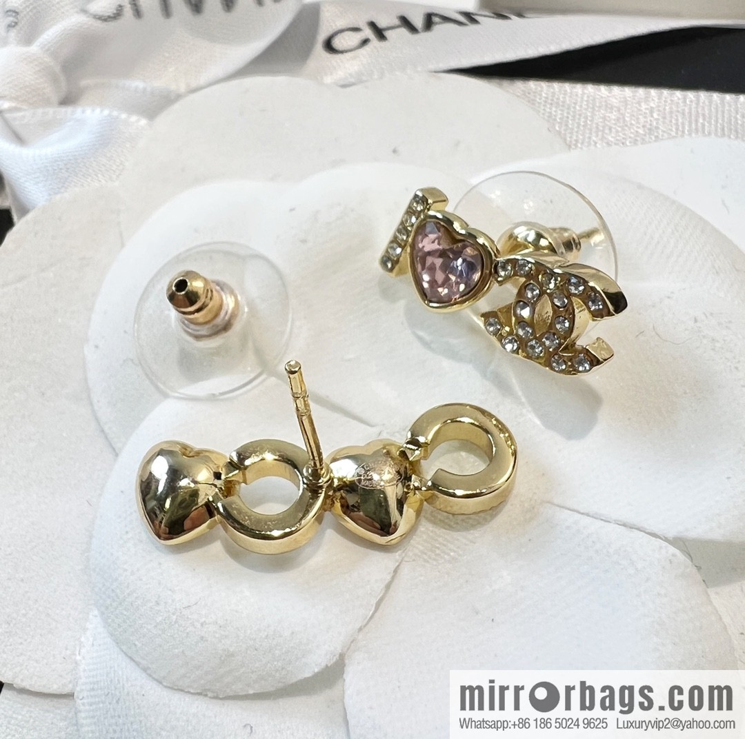 New ☑️ Chanel c1 double c pink peach heart earrings