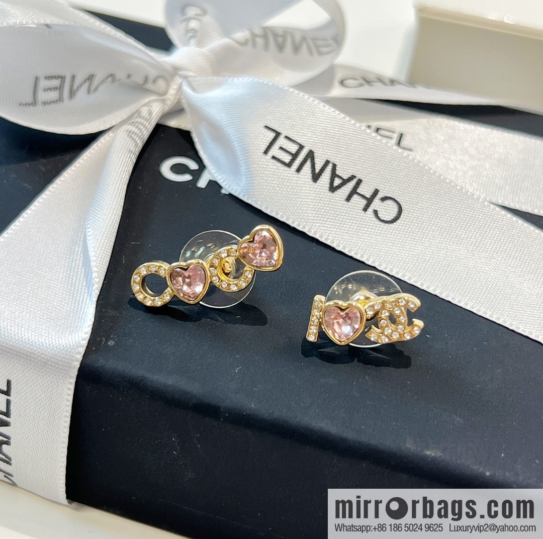 New ☑️ Chanel c1 double c pink peach heart earrings