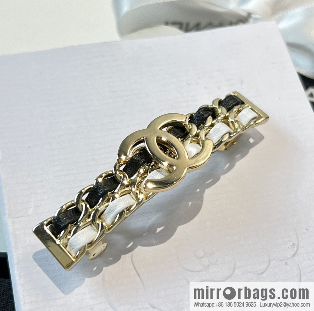 New ☑️ Chanel double c black and white leather rope hairpin hairpin