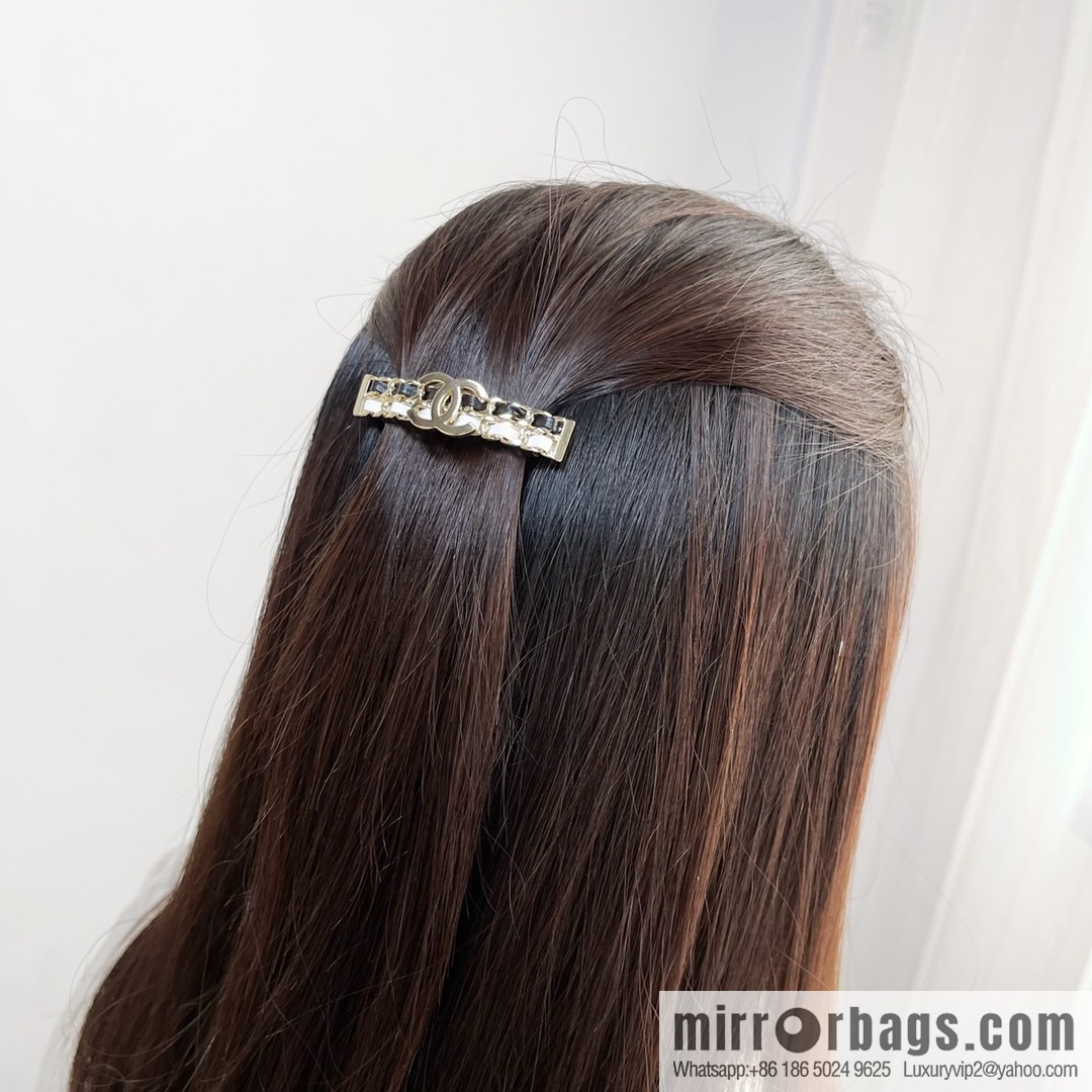 New ☑️ Chanel double c black and white leather rope hairpin hairpin