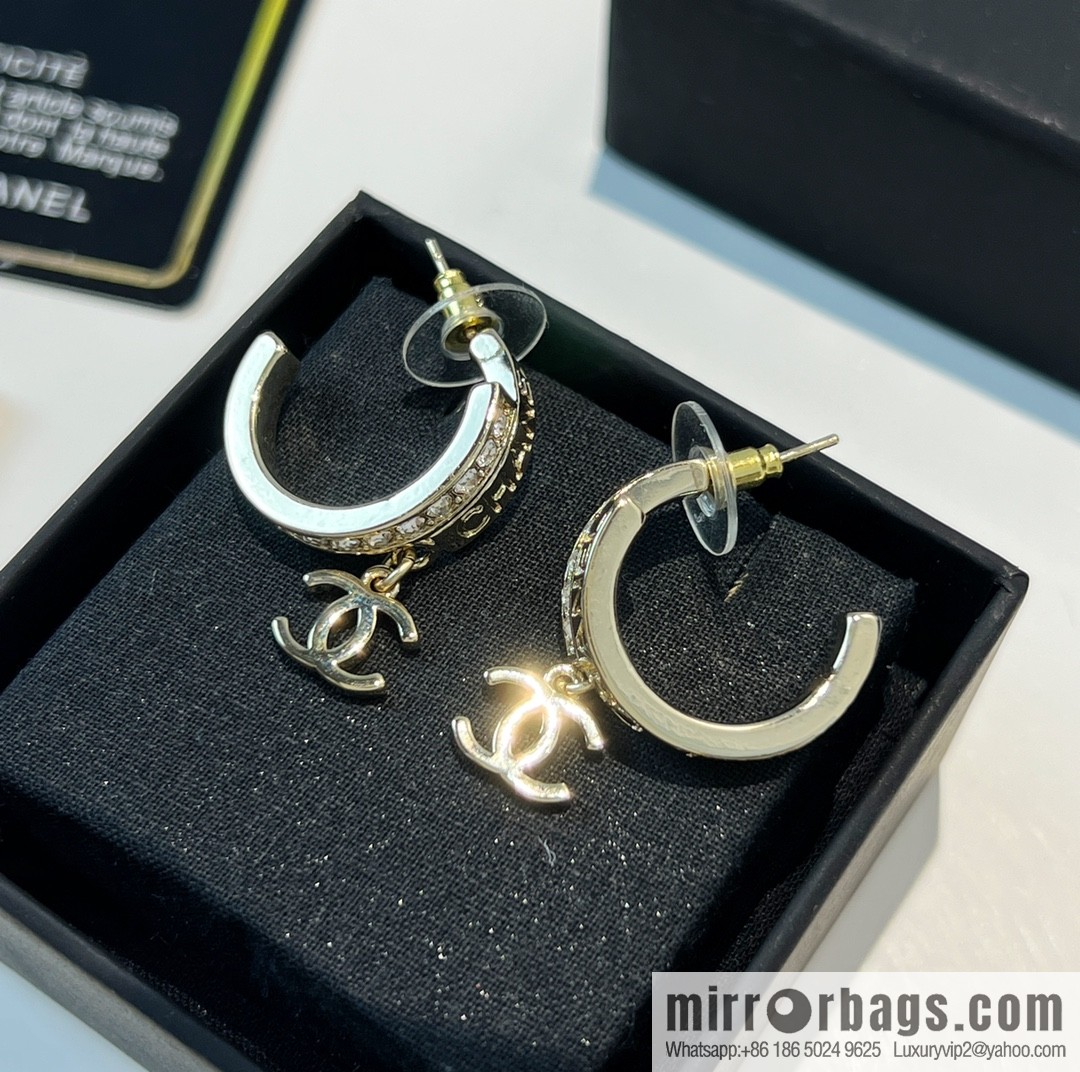 New ☑️ Chanel c2 double c full diamond stud earrings
