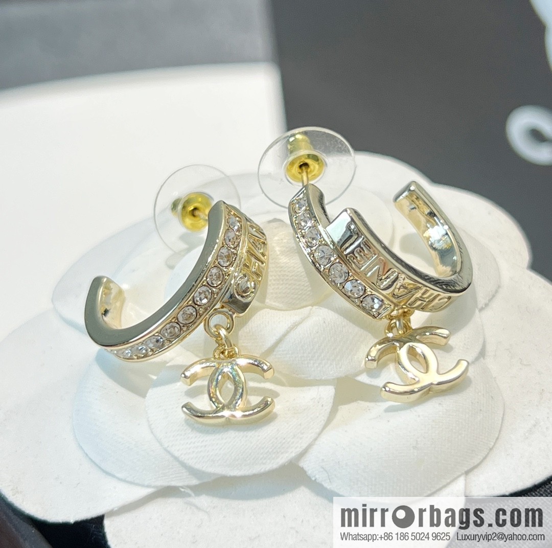 New ☑️ Chanel c2 double c full diamond stud earrings