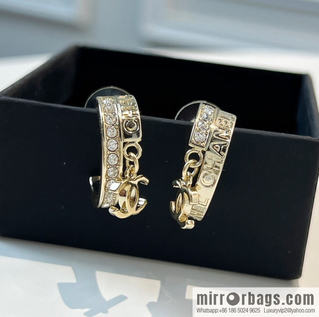 New ☑️ Chanel c2 double c full diamond stud earrings