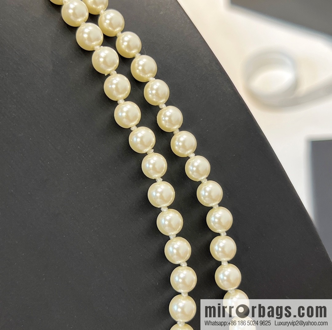 New ☑️ Chanel double c full diamond pearl sweater chain necklace