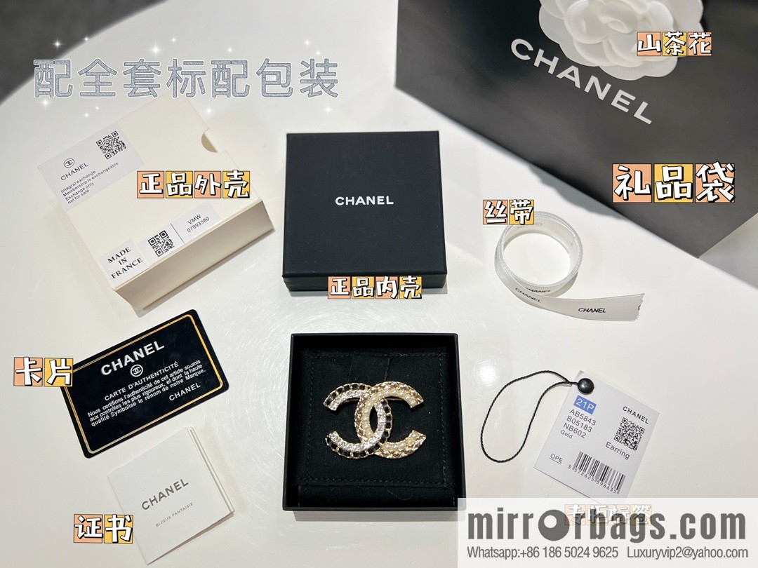 New ☑️ Chanel double c black leather rope pearl brooch