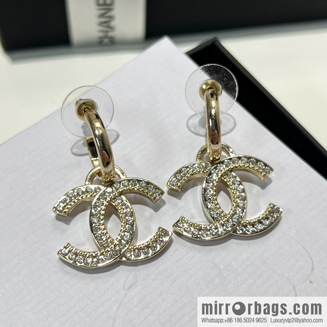 New ☑️ Chanel double c full diamond stud earrings
