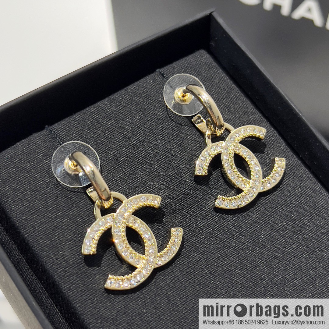 New ☑️ Chanel double c full diamond stud earrings