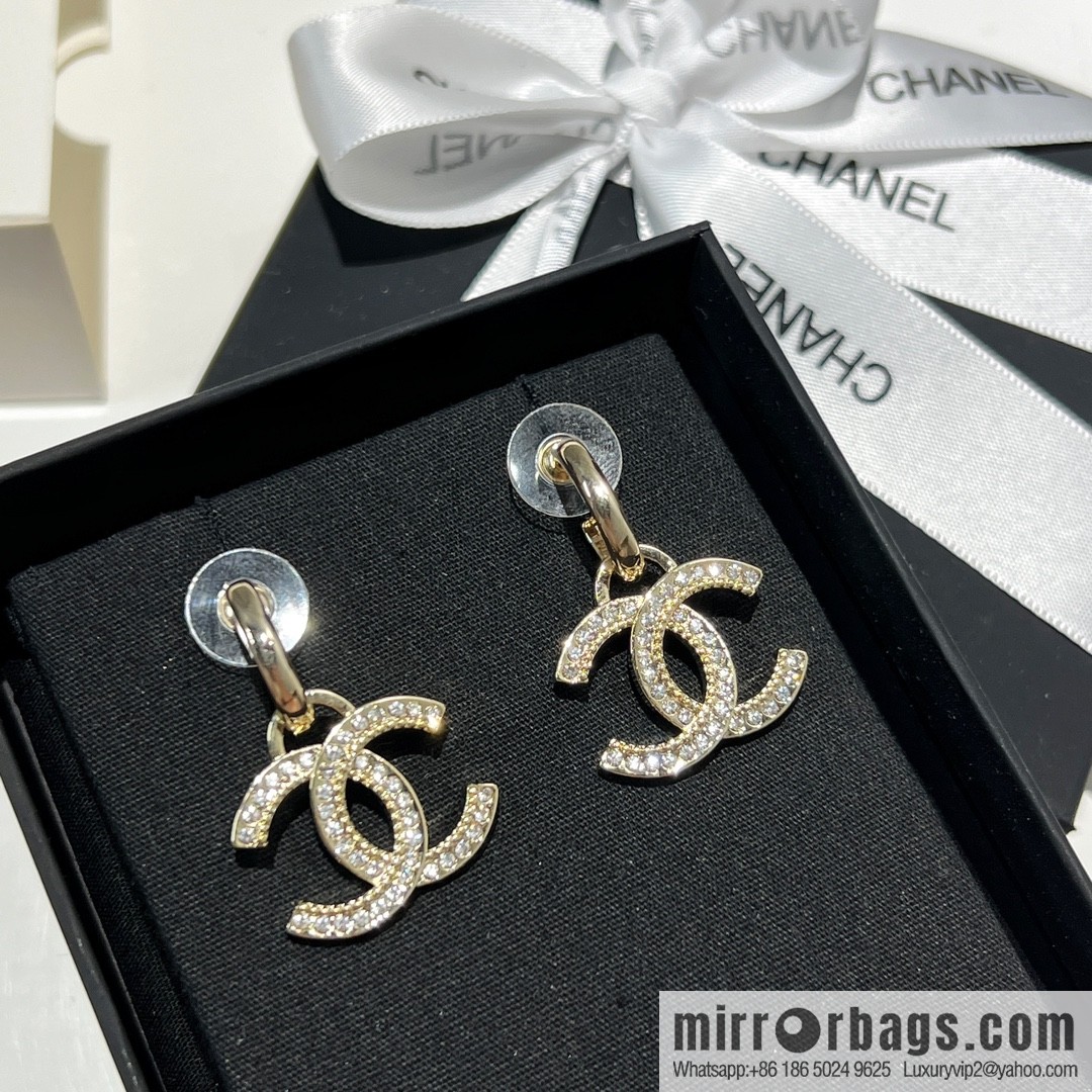 New ☑️ Chanel double c full diamond stud earrings