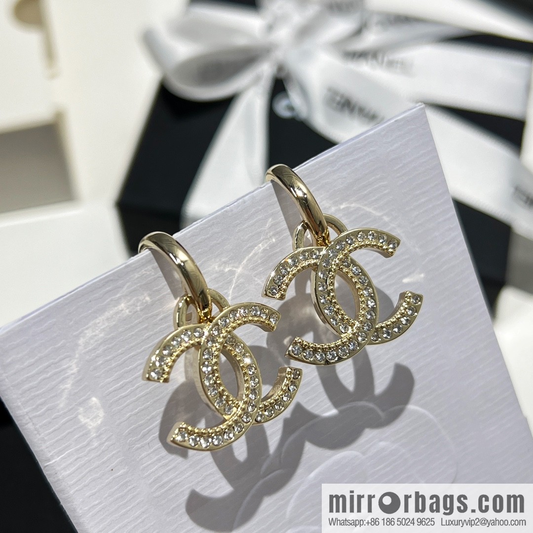 New ☑️ Chanel double c full diamond stud earrings
