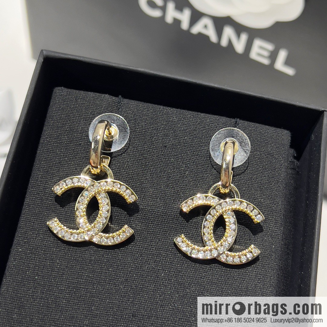 New ☑️ Chanel double c full diamond stud earrings