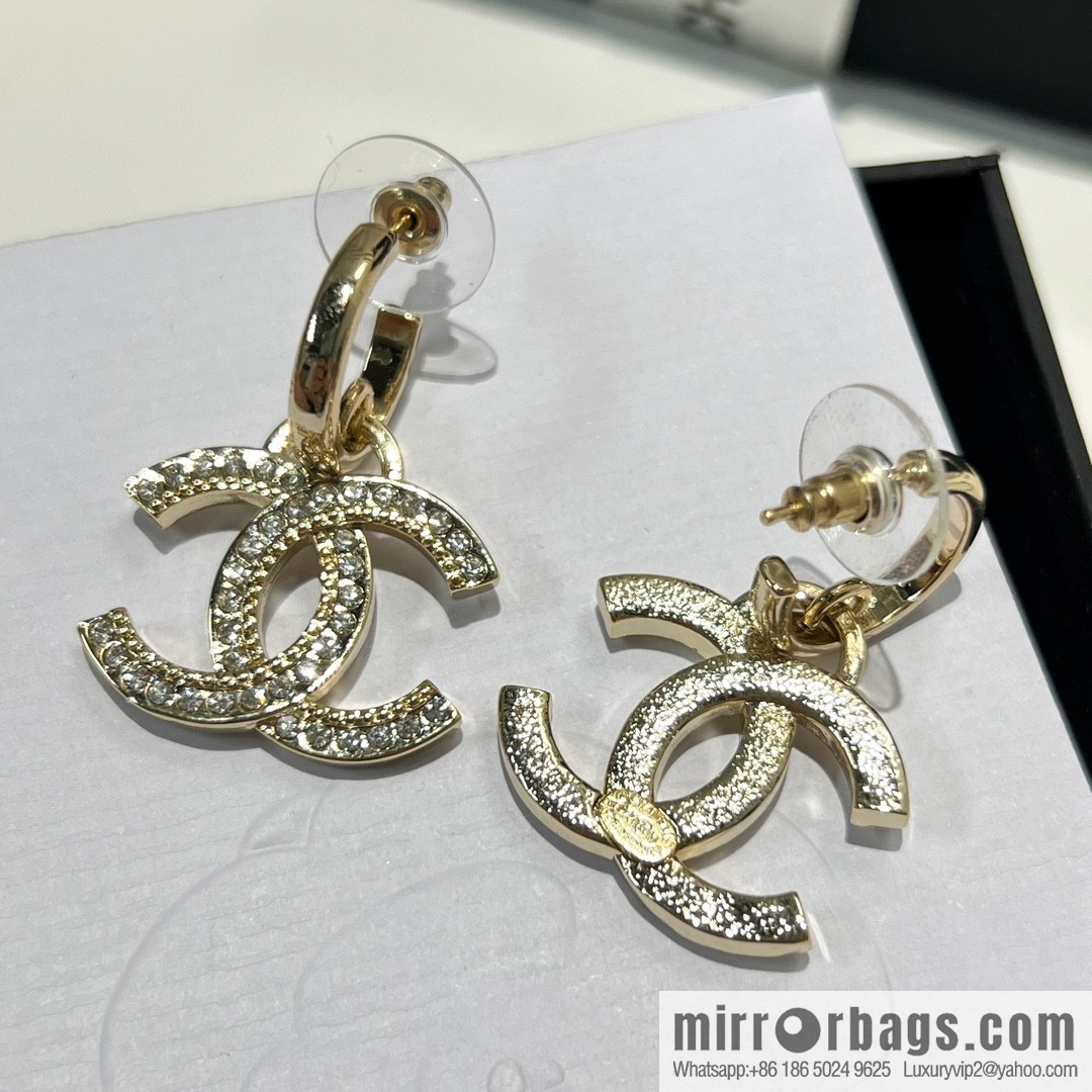 New ☑️ Chanel double c full diamond stud earrings