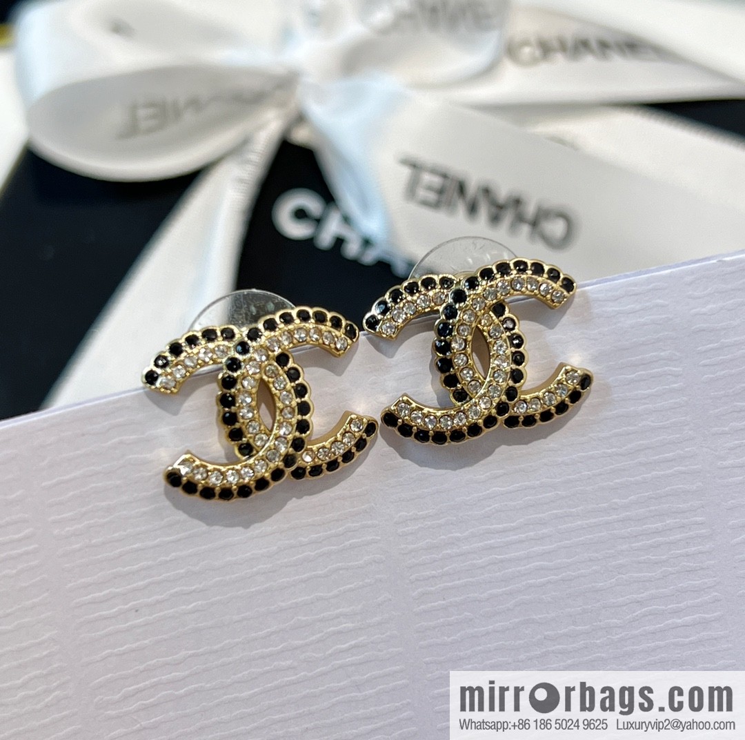 New ☑️ Chanel c1 double c black diamond stud earrings