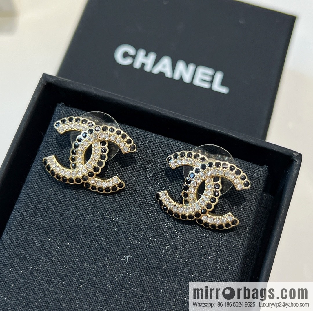 New ☑️ Chanel c1 double c black diamond stud earrings