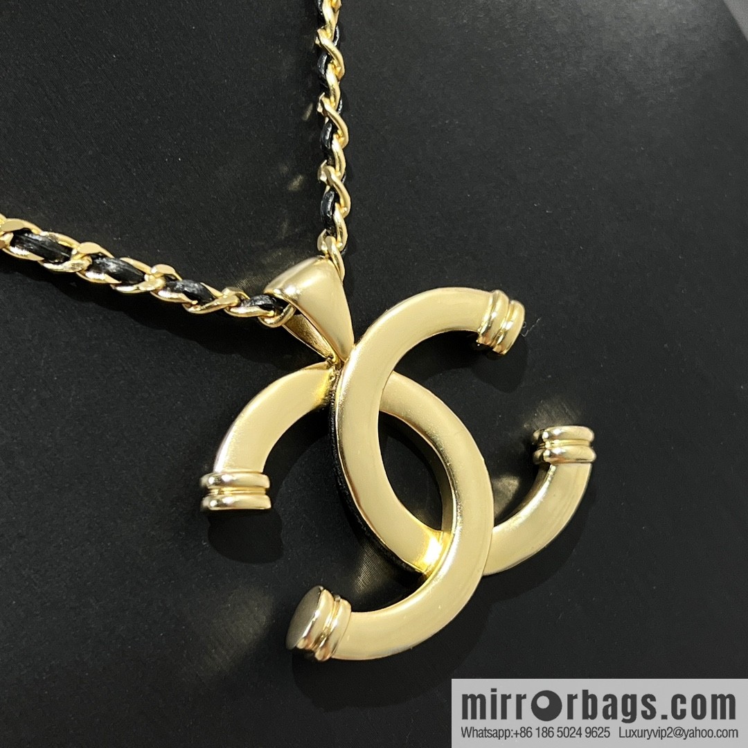New ☑️ Chanel double c black leather rope necklace
