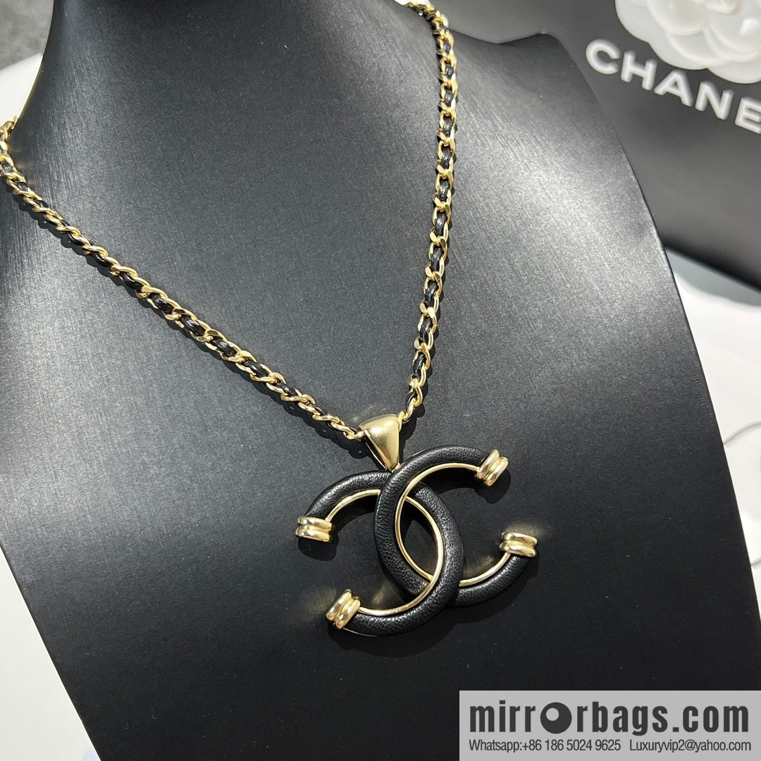 New ☑️ Chanel double c black leather rope necklace